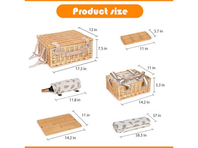 Cestino da Picnic Giocattolo per Bambini di 1 Anno Cestini in Rattan Personalizzati Tappeto e Set Regalo