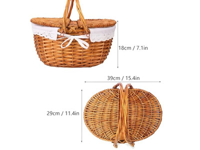 Cesto da Picnic 2 Set Junior Display con Portabevande in Plastica Rattan
