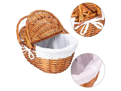 Cesto da Picnic 2 Set Junior Display con Portabevande in Plastica Rattan