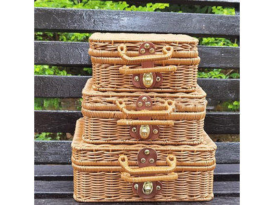 Cestini da Picnic Economici in Vendita Set Cestino Blu Solo con Coperchio Rimovibile per 8 Persone