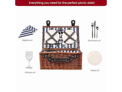 Cestino da picnic in cotone per bambini, plastica portatile isolata con coperchio in legno a fungo