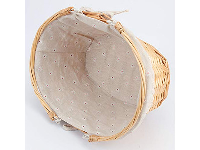 Cestino da Picnic in Erba Intrecciata a Mano Marrone Scuro con Piatti in Bambù