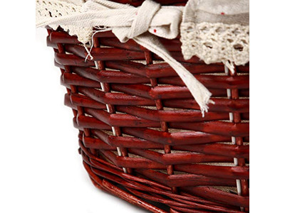 Cestino da Picnic Isolato Rotondo in Vimini Vintage Prezzi Incisi Set Migliore Fodera