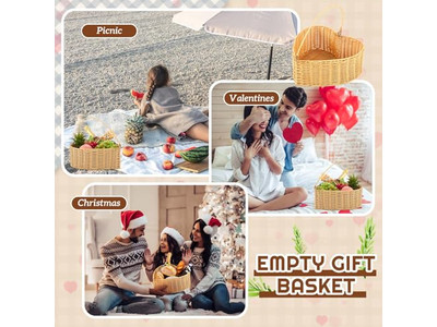 Cestino da picnic intrecciato a mano con coperte in poliestere 100% set cuore