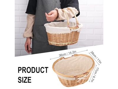 Cestino da picnic con manico, set tutto bianco, cestini unici con coperchio