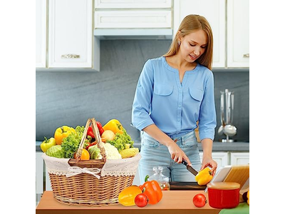 Cestino da picnic con manico, set tutto bianco, cestini unici con coperchio