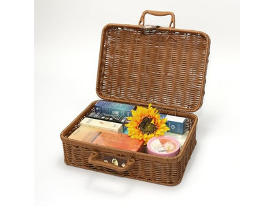 Cestino da picnic in vimini viola per una persona, coperta portatile in bambù vuota moderna