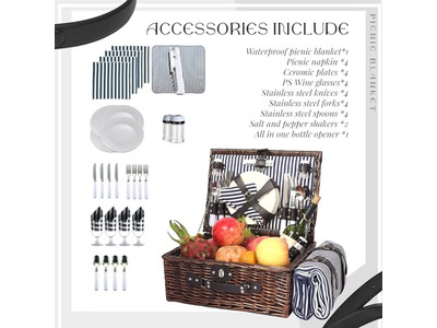 Cestino da Picnic Vintage a Valigia con Rattan Rosso Staccabile per Spedizione