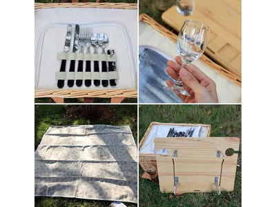 Cestino da picnic in legno vintage a forma di cuore fatto a mano, grande capacità morbida